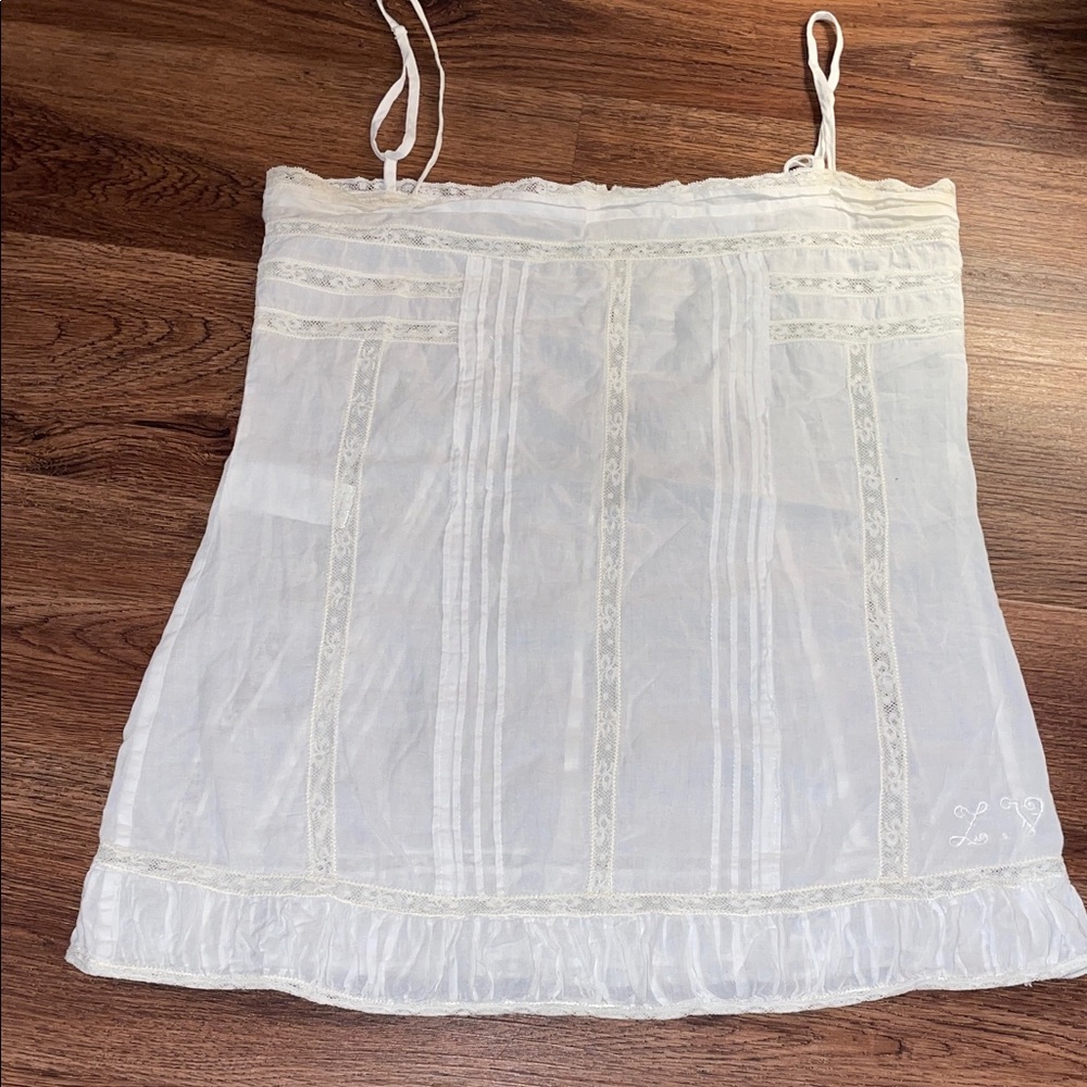 Zadig & Voltaire White Lace Trim Crop Top